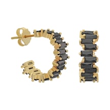Siyah Taşlı Küpe 718893 Gold