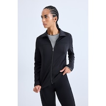 Defacto Standart Fit Fermuarlı Gömlek Yaka Skuba Dalgıç Kumaş Basic Hırka H8525ax26aubk81 Siyah-bk81