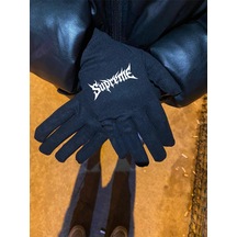 Supreme Gotik Reflektörlü Siyah Kumaş Eldiven1-fosfor-esnek-kış-drill-kar-motor-bisiklet Siyah