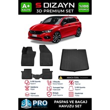 S-dizayn Fiat Egea Hb 3d Pro Havuzlu Paspas Ve Bagaj Havuzu Seti 2'li Set 2015 Üzeri A+ Kalite