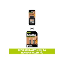Duracell CEF 14 Şarj Aleti Seti + Şarj Edilebilir AA 1300 mAh Pil 2'li