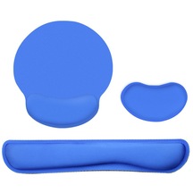 Cbtx Ergonomik Hafızalı Köpük Klavye Bilek Desteği Mouse Pad Seti Kaymaz Kauçuk Taban Bilek Pedi - Mavi