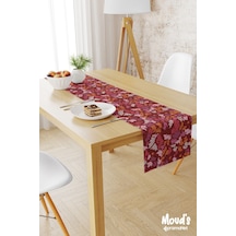Burgundy 2 Desenli Baskılı Süet Runner Masa Örtüsü
