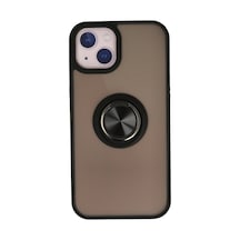 Apple iPhone Uyumlu,13 Kılıf Montreal Yüzüklü Silikon Kapak - Siyah Çok Renkli