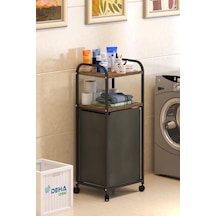 Dehalimited 2 Raflı Frenli Tekerlekli Çamaşır Sepeti Banyo Dolabı Kirli Sepetli Banyo Düzenleyici Çamaşırlık Kahnanerengi, Dehalimited Sku: Smg8690010169655 40 x 19