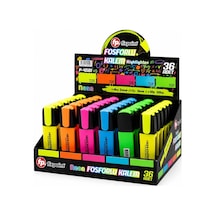 Lb 36 Adet Neon Fosforlu Kalem - Standlıdır İçinde 12 - Sarı - 6 - Turuncu - 6 - Pembe - 6 - Mavi - 6 - Yeşil Çok Renkli