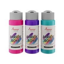 Mor, Fuşya, Turkuaz Akrilik Boya 3&apos Lü Set 3x60 Ml