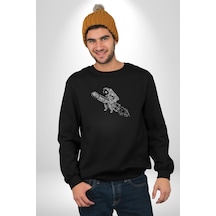 Kask Motorsiklet Dünya Turu Unisex Siyah Baskılı Sweatshirt Siyah Kask Motorsiklet Dünya Turu Unisex Siyah Baskılı Sweatshirt Siyah
