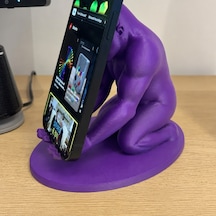3d Baskı Goril Telefon Tutucu - Kaslı Goril Masaüstü Telefon Standı-mor Diğer