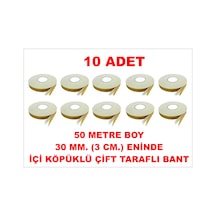 Çift Taraflı İçi Köpüklü Sarı Bant 50 M. Uzunlukta 30 Mm-3 Cm Ebatında 10 Adet