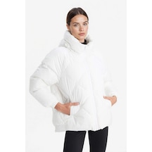 Defacto Defactofit Su İtici Oversize Fit Geniş Kalıp Kapüşonlu Fermuarlı Cepli Şişme Mont E9260ax25auwt80 Beyaz-wt80