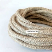 Marketcik 2X0.50Mm 1 Cm Hasır Örgülü Halat Kablo. 1 Metre