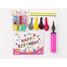 Dordoi 28 Parça Happy Birthday Parti Seti Renkli Folyo Harf Balon, Balon Şişirme Pompası, Kaynana Dili Ve Balonlu Doğum Günü Süsleme Seti