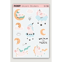 Unicorn Tek Boynuzlu At Sticker Seti - 10 Adet Etiket Çıkartma Diğer