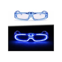 Mavi Led Işıklı Parti Gözlüğü 3 Modlu Glow Gece Eğlence Gözlüğü