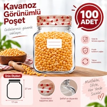 Kalp Desenli Büyük Boy Kavanoz Görünümlü Kilitli Doypack Saklama Poşeti 17x27cm - 1000ml 100 Adet