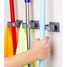 Çok Amaçlı Paspas, Süpürge, Fırça Ve Mop Askısı, Duvar Montajlı Sap Tutucu, Mutfak Ve Banyo İçin, Gri & Beyaz, 3'lü Set Açık Altın