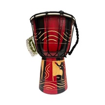 Ahşap Djembe, 25 Cm, Mahoni Ağacı Ve Keçi Derisi, Otantik El Yapımı Bali Davul, Fil Figürlü,