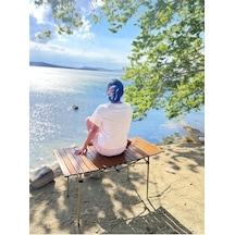 Ankatek Alüminyum Kamp Masası Xl Katlanabilir 95x 55 X 50cm Kahverengi Kahverengi Kahverengi