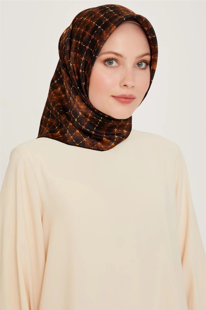 Armine Soyut Desenli Twill Saf İpek Eşarp 9259d 01 04 Çok Renkli