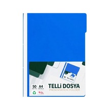 Telli Dosya Mavi A4 50'li Paket Plastik Klasör Delikli