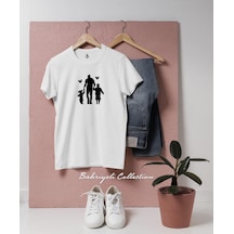Bahriyeli Collection Oversize Babalar Günü Baba Ve Çocuklar Tasarımlı Unisex T-shirt Beyaz