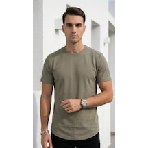 Plus Scorpion Erkek Slim Fit Basic Tişört Esnek, Terletmeyen Pike Dokulu Kumaş Yeşil