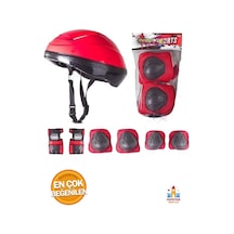 Güvenliğini Önemse Çocuk Paten Kaskı Ve Koruyucu Set 7 Parça - Bisiklet Ve Scooter İçin Kırmızı