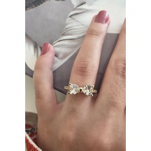 Kadın Vip Seri Baget Zirkon Taşlı Numarasız Ayarlanabilir Yüzük-5287 Altın