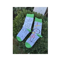 Lousocks Unisex Sağlı Sollu Matematik Formül Desenli Soket Çorap Mavi