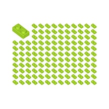 Yedek Parçalar: Plate 1x2: 100 Adet 1x2 Plate Parts Plaka Parçası Fıstık Yeşili - Lime 3023