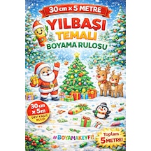 Çocuklar Için Yılbaşı Temalı Boyama Rulosu 30 Cm X 5 M Eğlenceli Aktivite Kağıdı
