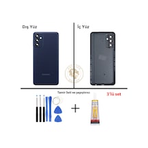 Samsung Galaxy M13 4g Lacivert Renk Arka Kapak + Tamir Seti + B7000 Yapıştırıcı Arka Cam Batarya Kapağı Pil Kapağı Lazer Kesim Back Cover Galaxy M13 Uyumlu