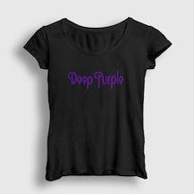 Presmono Kadın Logo Deep Purple T-shirt Siyah