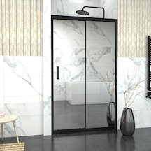 Tekno Duş Black Capello 6mm Reflekte Cam 1 Sabit 1 Sürgü İki Duvar Arası Duşakabin Siyah