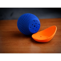 Bezos 3d Baskı Küre Saksı - Kafes Dokulu İki Parçalı Dekoratif Saksı - Mavi-turuncu Bezos1
