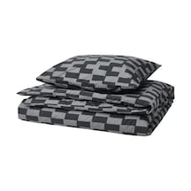 Ikea Blaskata Tek Kişilik Nevresim Takımı 150 X 200 Cm Siyah - Gri