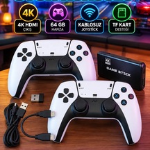 4k Hdmı Retro Oyun Konsolu 64 Gb Hafıza, Kablosuz Joystick Ve Tf Kart Desteği