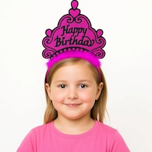 Fuşya Happy Birthday Prenses Tacı Doğum Günü Taç Aksesuarı N712