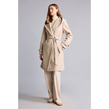 Defacto Regular Fit Kapüşonlu Kuşaklı Kaşe Kaban I1001ax26wnbg501 Bej-bg501