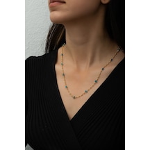 925 Ayar Nazar Göz Kolye.cam Göz Kolye.rose.gold.rodaj. Gümüş