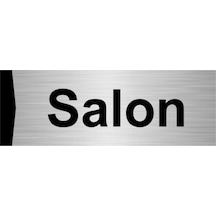Salon 7x20cm Gümüş Renk Metal Yönlendirme Levhası