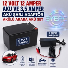 Akülü Araç Araba Için 12v 12ah Akü 3.5 Amper Adaptörü Şarj Cihazı Aleti Birlikte
