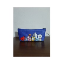 Kpop - Bt21 Karakterleri Mavi Desenli Tasarım Kalemlik - Makyaj Çantası Diğer