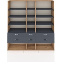 Hyperion Dolap 12 Raflı 6 Çekmeceli 220x44x243 Çam-antrasit/antrasit Antrasıt/antrasıt