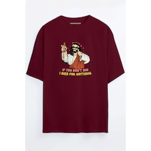 If You Don't Sin Jesus Died For Nothing Baskılı Unisex Siyah Oversize T-shirt Bordo