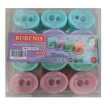 Rubenis Kalemtıraş Pastel 4 Renkli Oval Çift Açacaklı Kalemtıraş 12 Li Paket