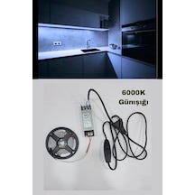 Mutfak Dolabı Için 5 Mt. Beyaz Şerit Led 12v Adaptör Aç Kapa