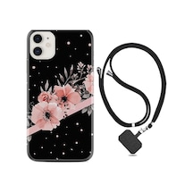 Apple Uyumlu iPhone 13 Mini Kılıf Boyun Askılı Flowers Dots 1423