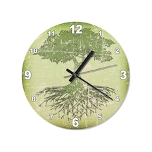 Yaşam Ağacı Desenli Duvar Saati (407732608) Yeşil